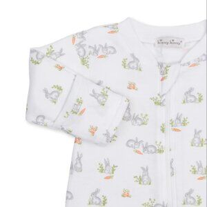 Kissy Kissy White and Gray Bunny Patch Print Footed Pajama